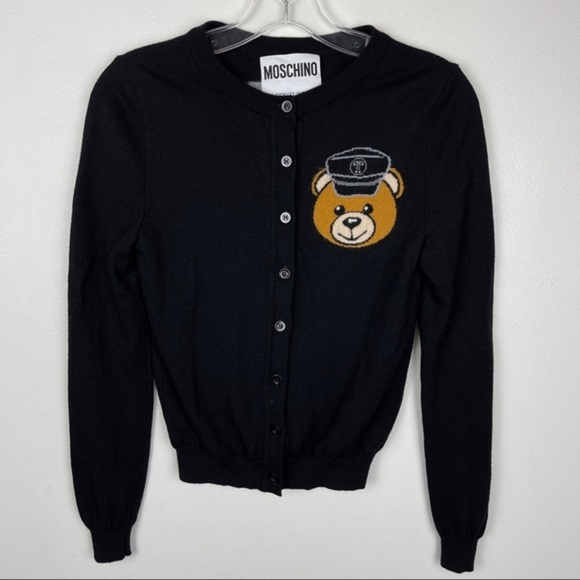 Moschino Rare Biker Teddy Graphic Cardigan - Picture 1 of 6